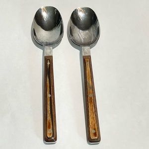 Scandia stainless wood spoons MCM style set of 2